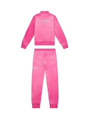 Juicy Couture Pink Girls Diamante Hoodie & Slim Tracksuit Set - Image 6 of 9
