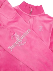 Juicy Couture Pink Girls Diamante Hoodie & Slim Tracksuit Set - Image 7 of 9