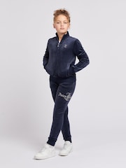 Juicy Couture Blue Girls Diamante Hoodie & Slim Tracksuit Set - Image 1 of 5