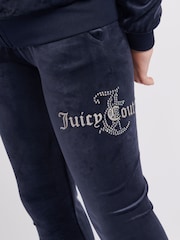 Juicy Couture Blue Girls Diamante Hoodie & Slim Tracksuit Set - Image 4 of 5