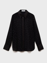 Mango Black Sheer Studded Embellished Shirt - Image 5 of 6