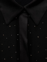 Mango Black Sheer Studded Embellished Shirt - Image 6 of 6
