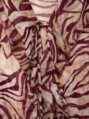Mango Red Ruffles Printed Blouse - Image 6 of 6