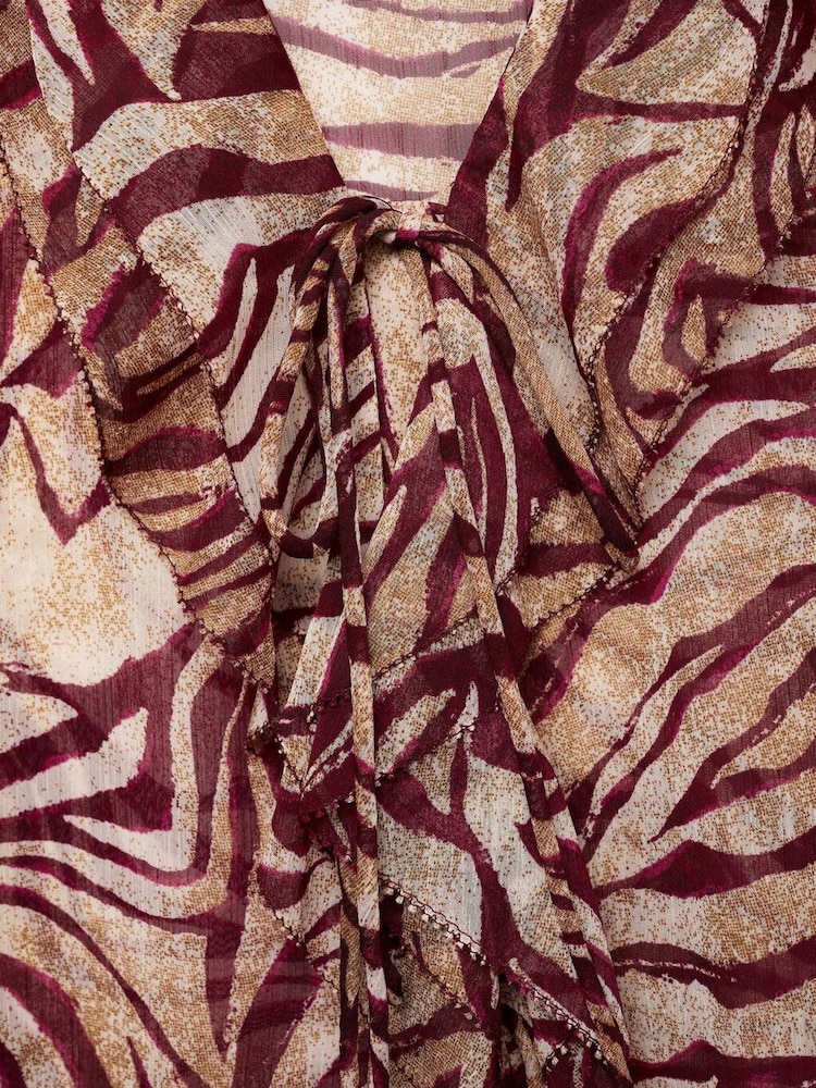 Mango Red Ruffles Printed Blouse - Image 6 of 6