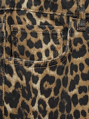 Mango Brown Leopard Print Wide Leg 100% Cotton Jeans - Image 8 of 8