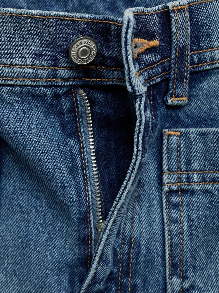 Mango Blue Wide Leg 100% Cotton Jeans With Pockets - Image 6 of 6
