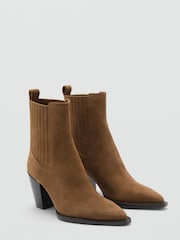 Mango Brown Block-Heel Suede Ankle Boots - Image 2 of 3