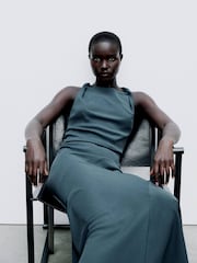 Mango Grey Long Flared Dress - Image 4 of 7