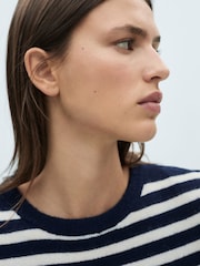 Mango Blue Striped Knitted Midi Dress - Image 4 of 6