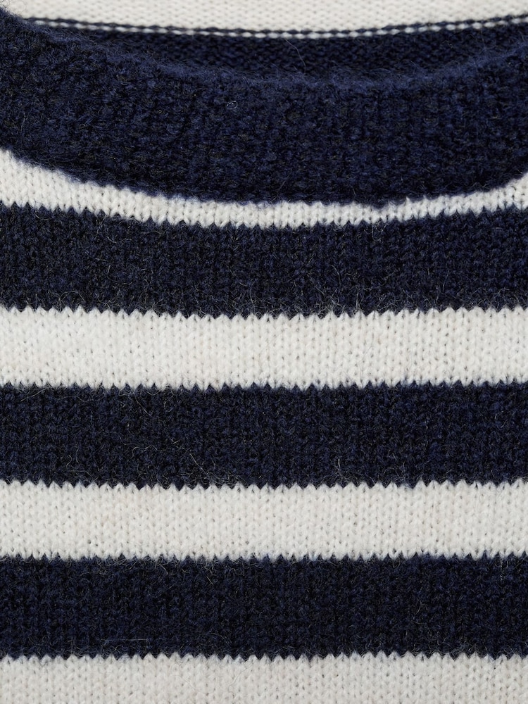 Mango Blue Striped Knitted Midi Dress - Image 6 of 6