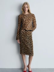 Mango Brown Leopard Print Blouse - Image 1 of 6