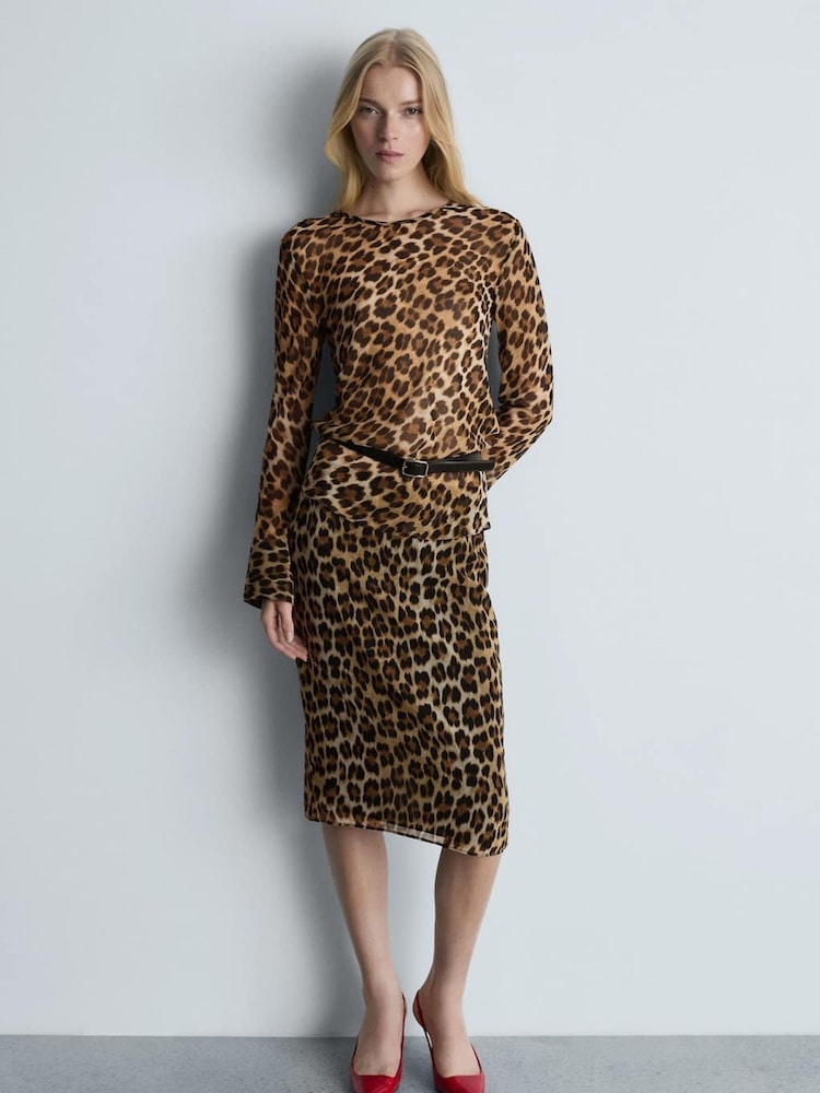 Mango Brown Leopard Print Blouse - Image 1 of 6