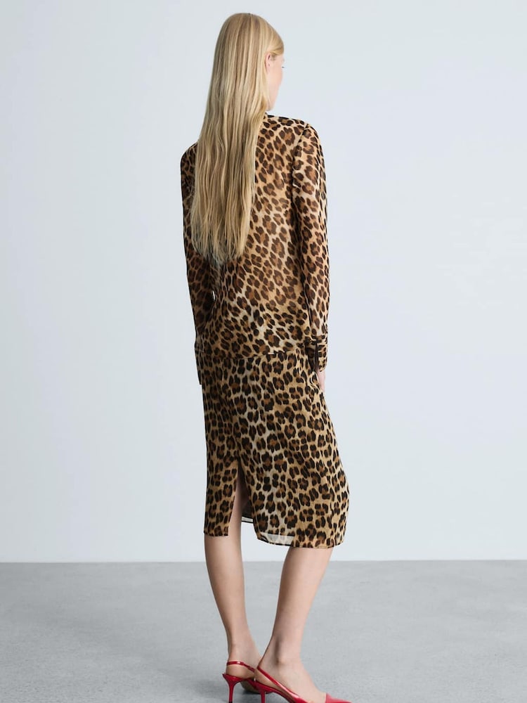 Mango Brown Leopard Print Blouse - Image 2 of 6