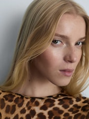 Mango Brown Leopard Print Blouse - Image 4 of 6