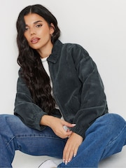 PixieGirl Petite Grey 100% Cotton Cord Bomber Jacket - Image 1 of 6