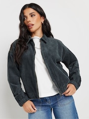 PixieGirl Petite Grey 100% Cotton Cord Bomber Jacket - Image 2 of 6