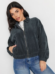 PixieGirl Petite Grey 100% Cotton Cord Bomber Jacket - Image 5 of 6