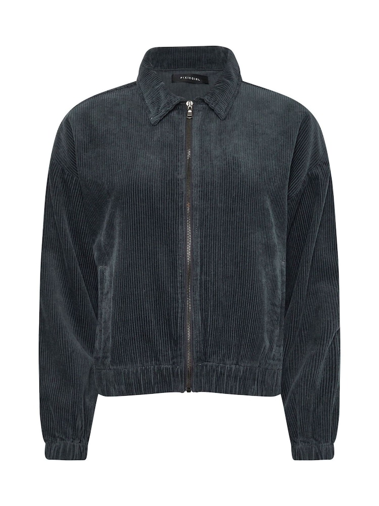 PixieGirl Petite Grey 100% Cotton Cord Bomber Jacket - Image 6 of 6