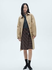 Mango Grey Check Skirt With Double Belt - Image 1 of 6