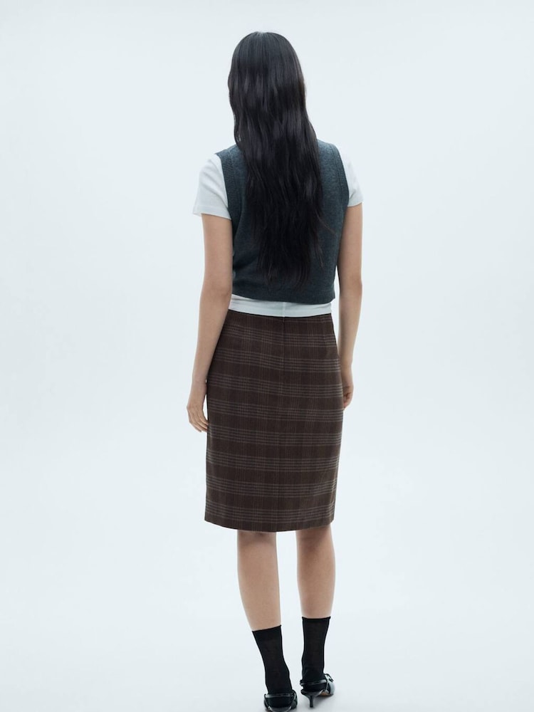 Mango Grey Check Skirt With Double Belt - Image 2 of 6 Mango Grey Check Skirt With Double Belt - Image 2 of 6