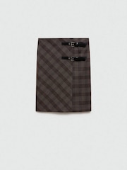 Mango Grey Check Skirt With Double Belt - Image 6 of 6