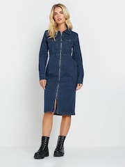 M&Co Petite Mid Wash Zip Through Dress - Imagen 1 de 5