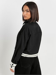 PixieGirl Petite Black Long Sleeve Contrast Hem Shirt - Image 3 of 5