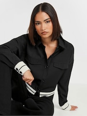 PixieGirl Petite Black Long Sleeve Contrast Hem Shirt - Image 4 of 5