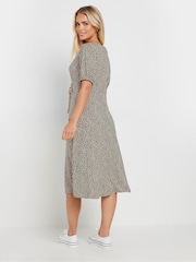 M&Co Black Petite Ditsy Wrap Dress - Image 4 of 4