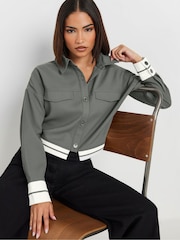 PixieGirl Petite Grey Long Sleeve Contrast Hem Shirt - Image 1 of 5
