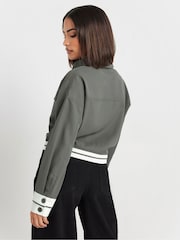 PixieGirl Petite Grey Long Sleeve Contrast Hem Shirt - Image 4 of 5