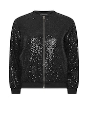 PixieGirl Petite Black Sequin Bomber Jacket - Image 4 of 4