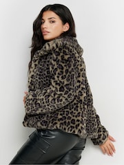 PixieGirl Petite Brown Faux Fur Coat - Image 3 of 5