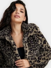 PixieGirl Petite Brown Faux Fur Coat - Image 4 of 5