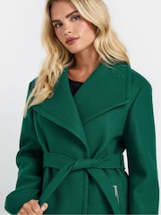 M&Co Green Petite Tailored Wrap Coat - Image 4 of 5