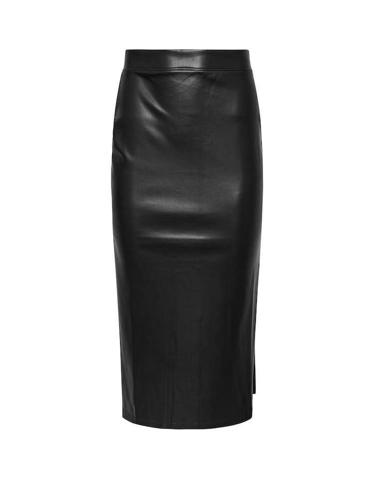 PixieGirl Petite Black PU Maxi Side Split Skirt - Image 5 of 5 PixieGirl Petite Black PU Maxi Side Split Skirt - Image 5 of 5