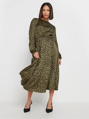 PixieGirl Petite Green Long Sleeve Midi Dress - Image 1 of 6