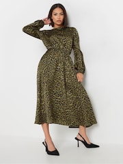 PixieGirl Petite Green Long Sleeve Midi Dress - Image 2 of 6