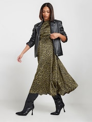 PixieGirl Petite Green Long Sleeve Midi Dress - Image 3 of 6
