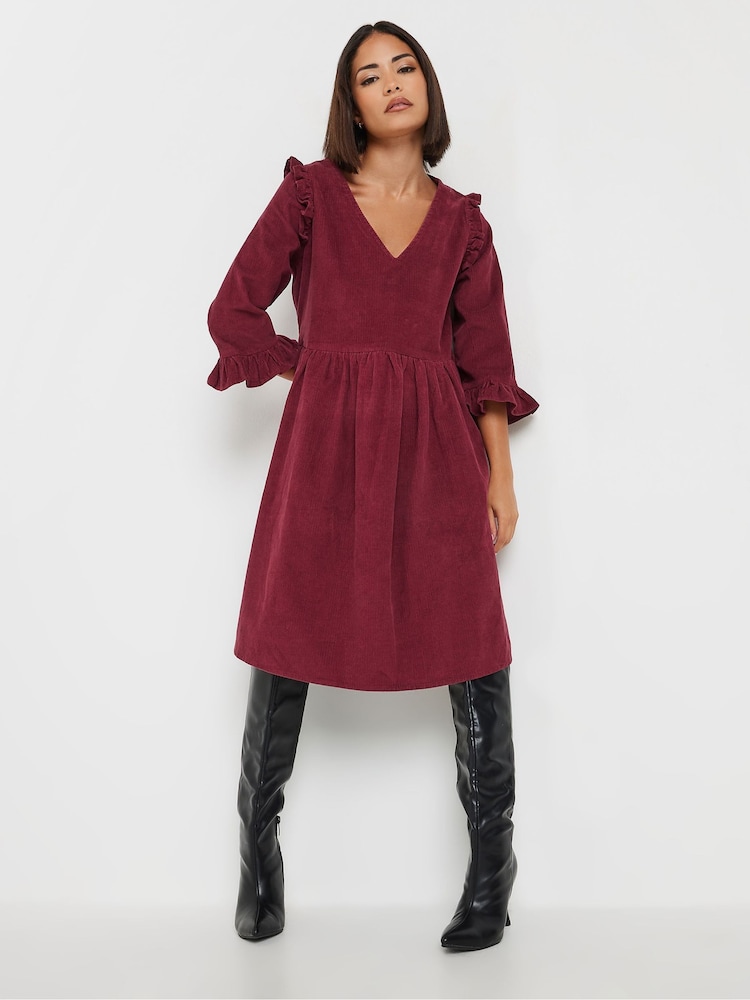 PixieGirl Petite Red Corduroy Smock Dress - Image 1 of 5