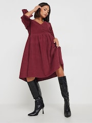PixieGirl Petite Red Corduroy Smock Dress - Image 2 of 5