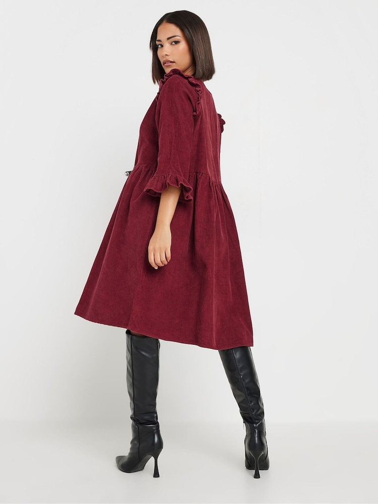 PixieGirl Petite Red Corduroy Smock Dress - Image 3 of 5