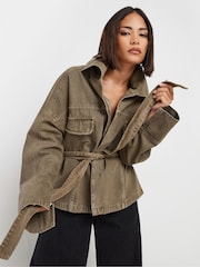 PixieGirl Petite Green 100% Cotton Utility Jacket - Image 1 of 5