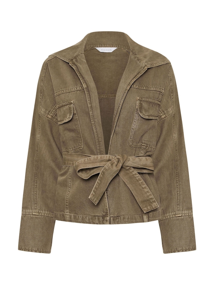PixieGirl Petite Green 100% Cotton Utility Jacket - Image 5 of 5