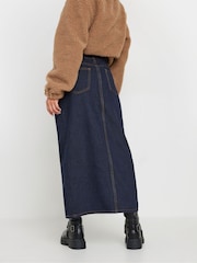 PixieGirl Petite Blue 100% Cotton Patch Pocket Midi Skirt - Image 4 of 5