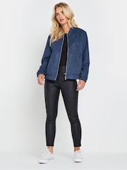 M&Co Blue Petite Suede Bomber Jacket - Image 3 of 5