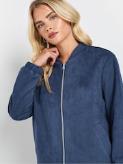 M&Co Blue Petite Suede Bomber Jacket - Image 4 of 5