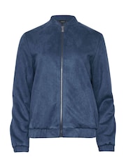 M&Co Blue Petite Suede Bomber Jacket - Image 5 of 5