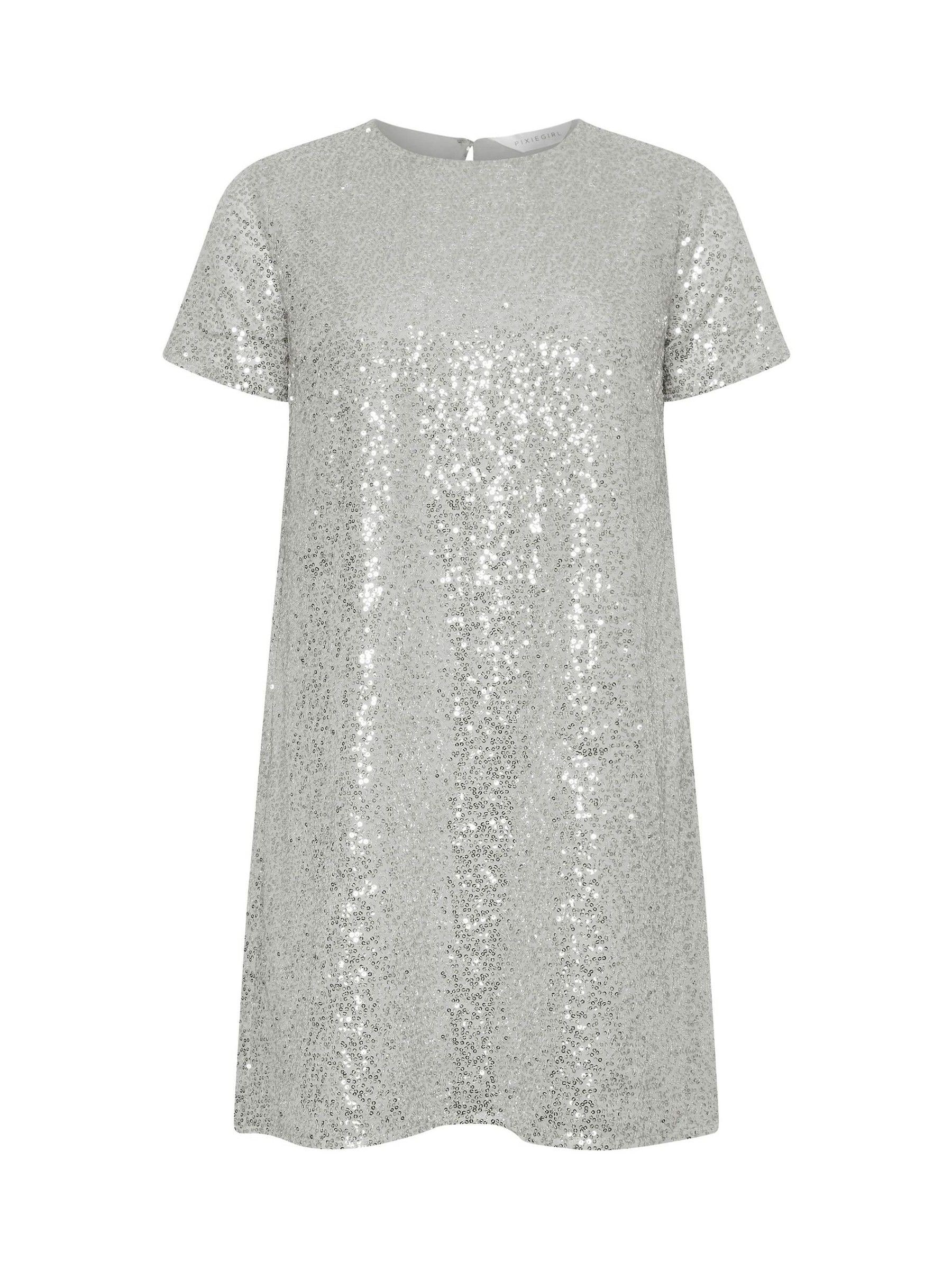 Buy PixieGirl Petite Silver Sequin T Shirt Dress from Next Canada