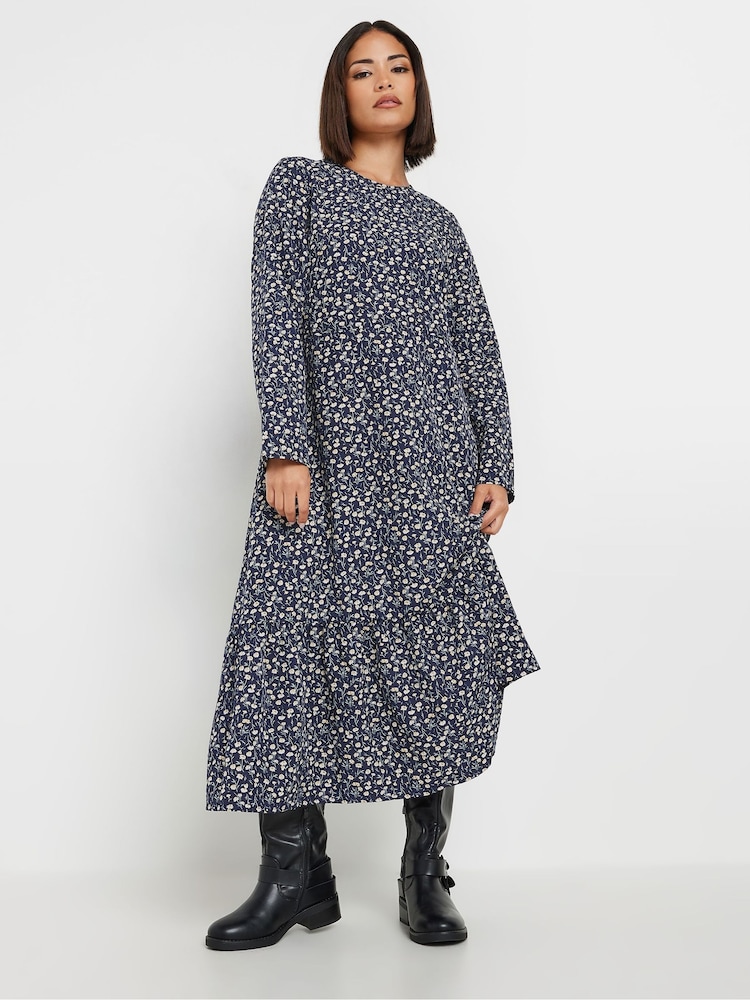 PixieGirl Petite Blue Long Sleeve Midi Dress - Image 1 of 5